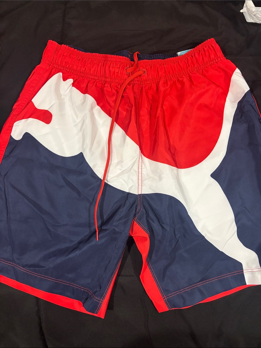 Puma Men’s Red White Navy Colorblock Swim Trunks